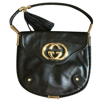Gucci Britt Tassel Bag in Pelle in Nero