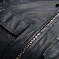 Yves Salomon Jacket/Coat Leather in Blue