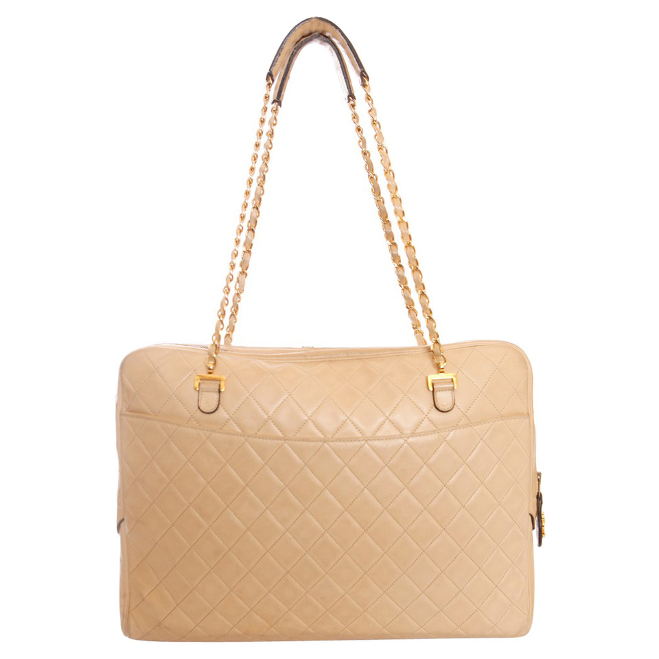 Chanel sac d'ordinateur portable en cuir nude