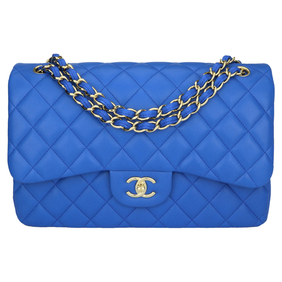 Chanel Classic Flap Bag Jumbo aus Leder in Blau