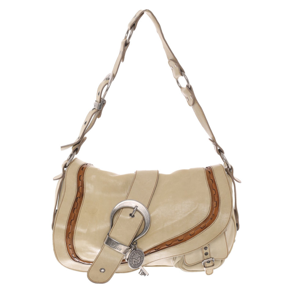 Christian Dior Gaucho Saddle Bag Leer in Beige