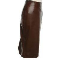 Christian Dior Lederen rok in bruin