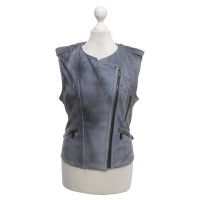 Barbara Bui Gilet in pelle con stampa jeans