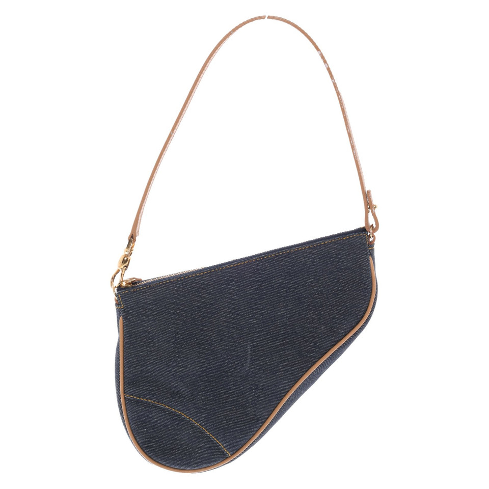 Christian Dior Saddle Bag Denim in Blauw