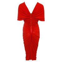 Lanvin red off shoulder wrinkled evening dress