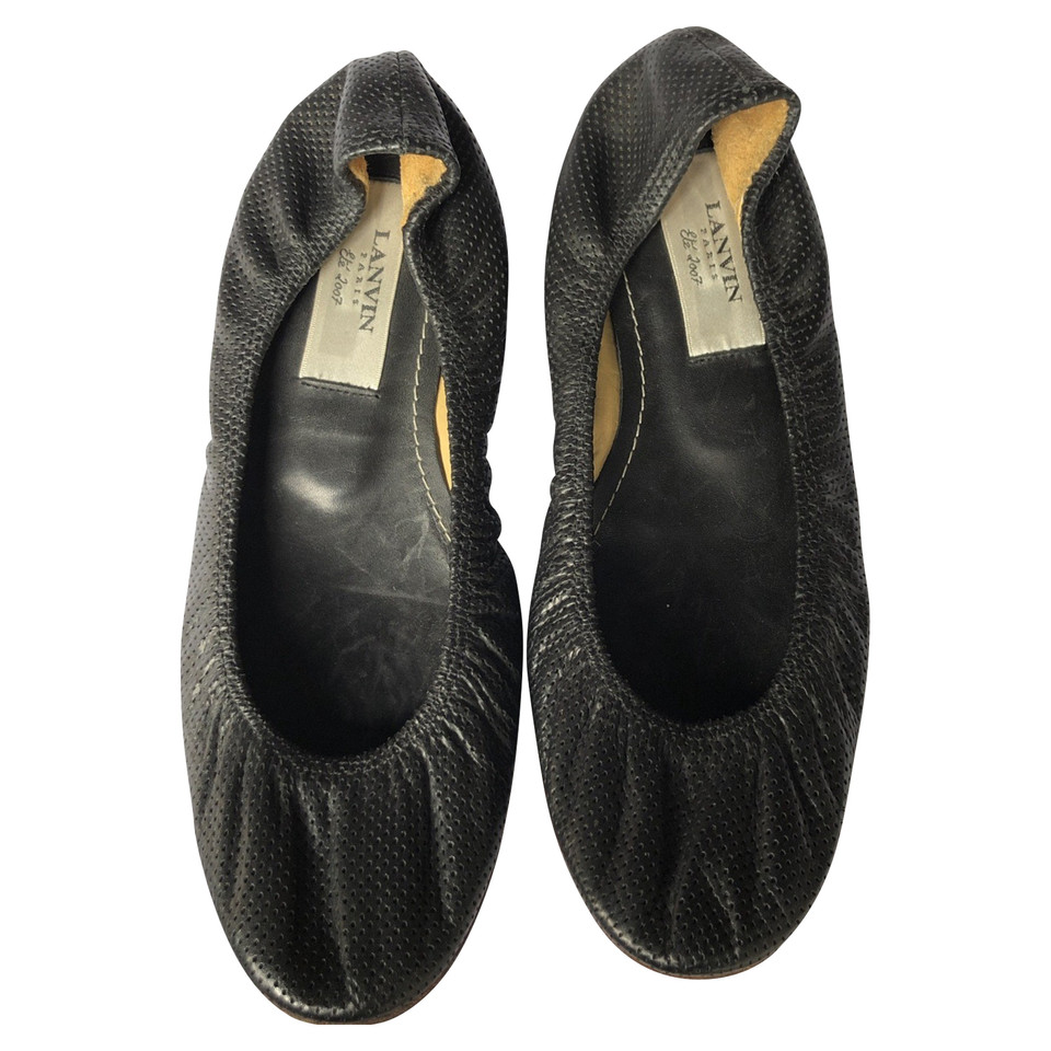 Lanvin Slipper/Ballerinas aus Leder in Schwarz