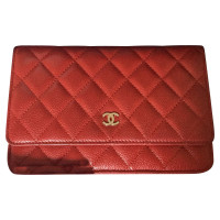 Chanel Wallet on Chain Leer in Rood