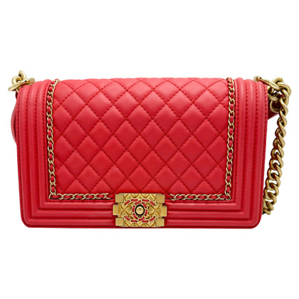 Chanel Boy Small Leer in Rood