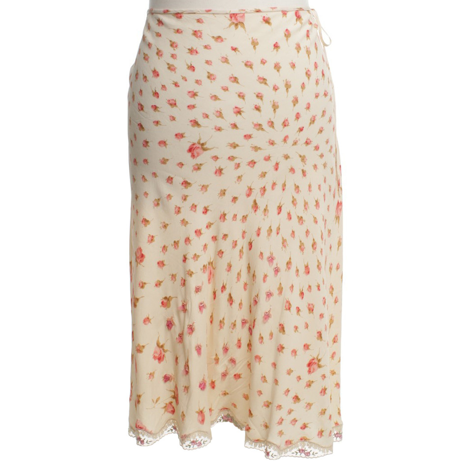 Blumarine Silk skirt with floral pattern