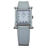 Hermès Armbanduhr aus Leder in Weiß