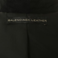 Balenciaga Lederjacke mit Lammfell-Besatz
