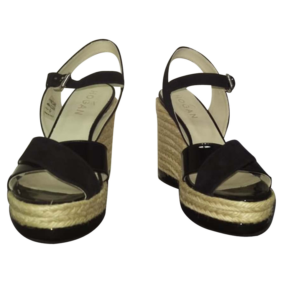 Hogan Sandals Suede in Black