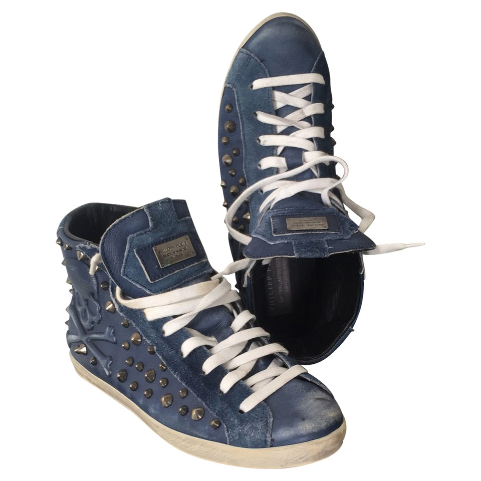 Philipp Plein Sneakers aus Leder in Blau
