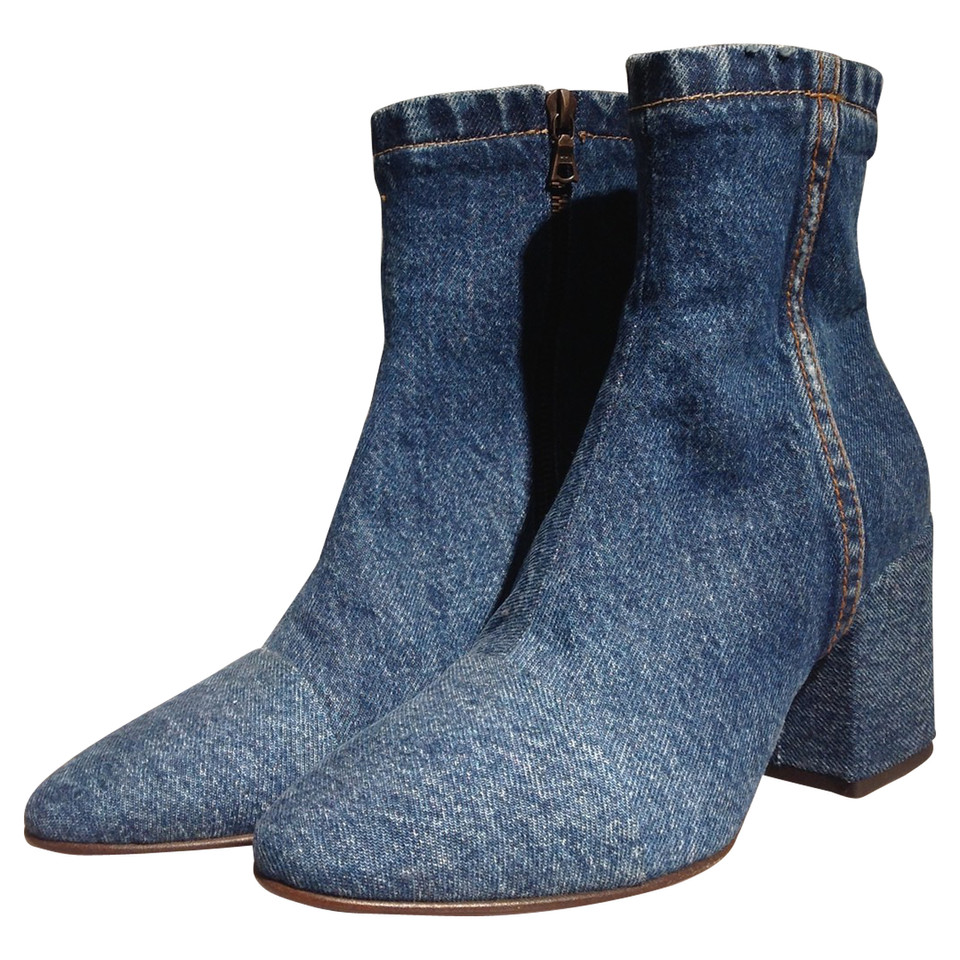 Dries Van Noten Stiefeletten aus Jeansstoff in Blau