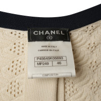 Chanel Abito in maglia in crema/Navy Blue