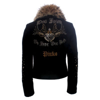 Pinko black wool biker jacket with studs
