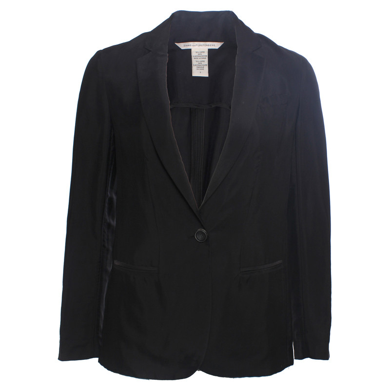 Diane Von Furstenberg black shiny blazer