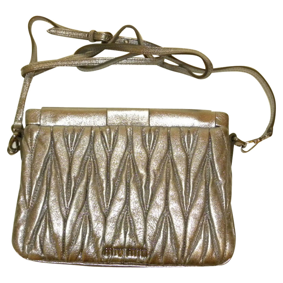 Miu Miu Clutch Bag Leather in Silvery