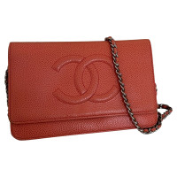 Chanel 19 Wallet On Chain Leer in Oranje