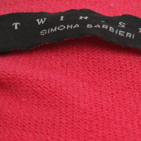 Twin Set Simona Barbieri Cappotto in maglia in corallo rosso