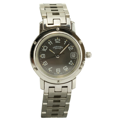 Hermès Armbanduhr aus Stahl in Schwarz