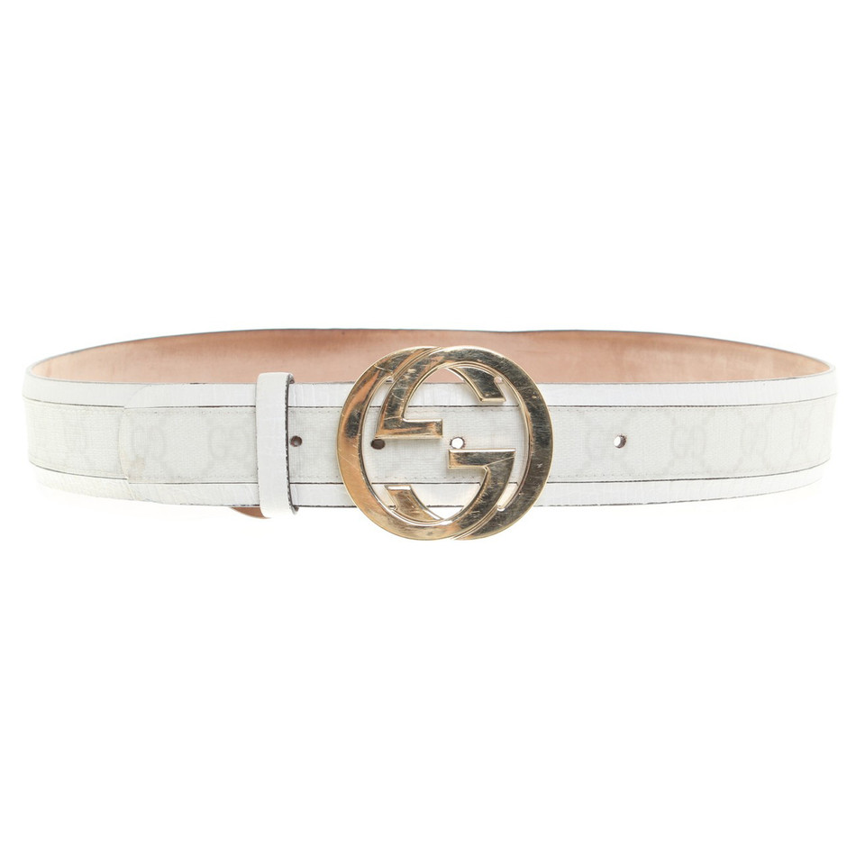 Gucci Belt in white with Guccissima pattern - Buy Second hand Gucci Belt in white with ...