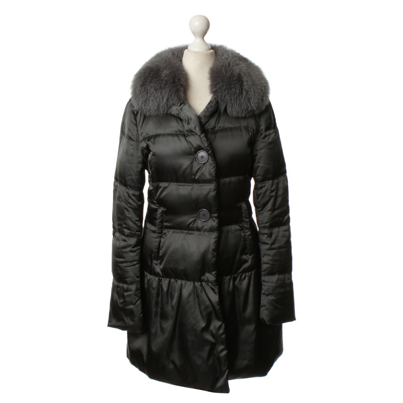 Prada Quilted coat with fur collar