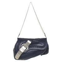 Christian Dior Gaucho Saddle Bag Leather in Blue