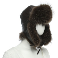 Hermès Hut/Mütze aus Leder in Braun