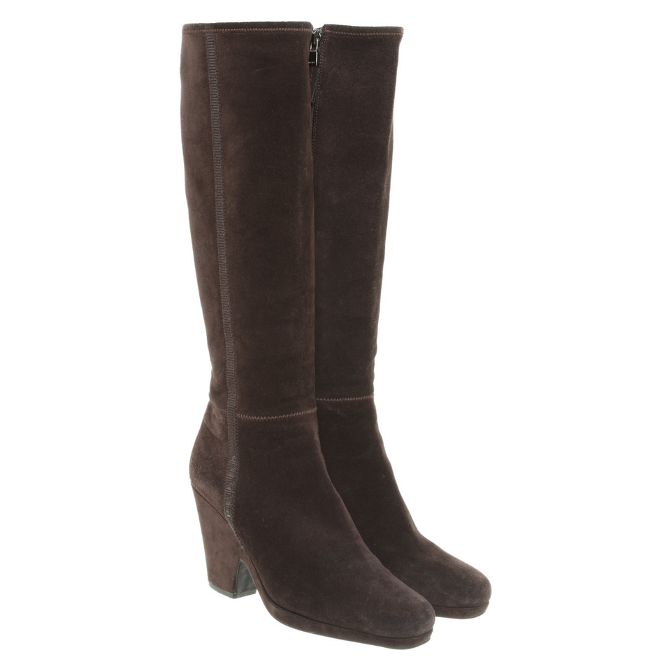 Prada Bottes en Daim en Marron