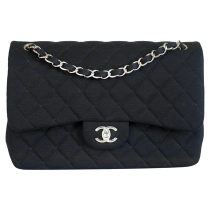 Chanel Classic Flap Bag Jersey in Zwart