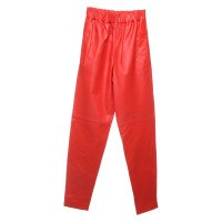 Tibi Paire de Pantalon en Cuir en Rouge