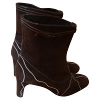 Marni Wild leather ankle boots dark brown