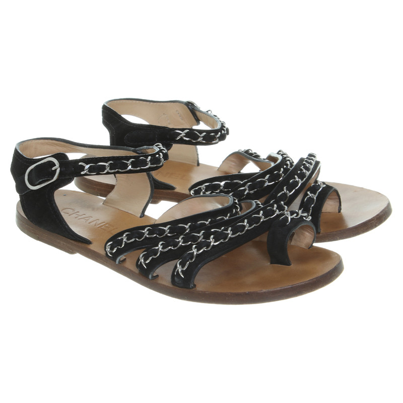 Chanel Sandalen mit Kettenapplikationen