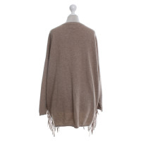 White T Cashmere cardigan with fringes