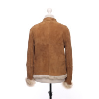 Max Mara Jacket/Coat Leather in Ochre
