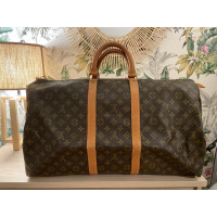 Louis Vuitton Keepall 55 in Tela in Marrone