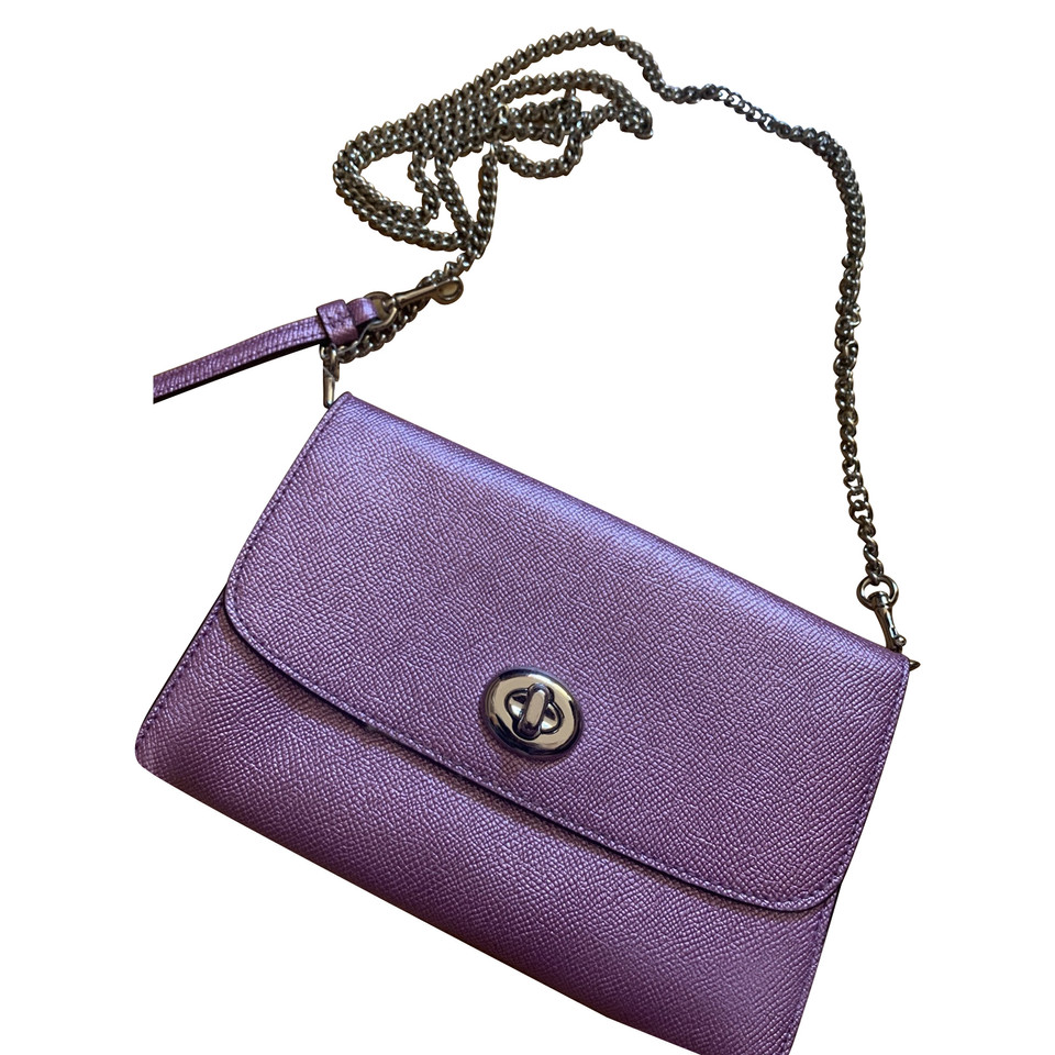 Coach Clutch Bag Leather in Violet