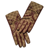 Gucci Handschuhe aus Leder in Bordeaux
