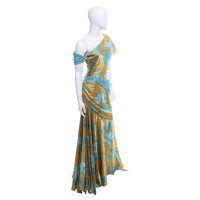 Valentino Garavani Silk dress in gold and blue with turquoise