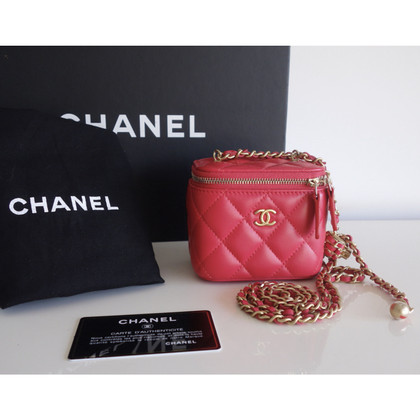 Chanel Vanity Small Case with Chain en Cuir en Rose/pink
