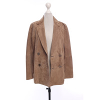 S Max Mara Jacket/Coat Leather in Brown