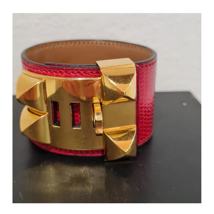 Hermès Collier de Chien Armband Leer in Rood
