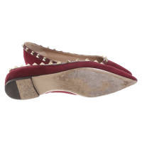 Valentino Garavani Rockstud Flats Leer in Bordeaux