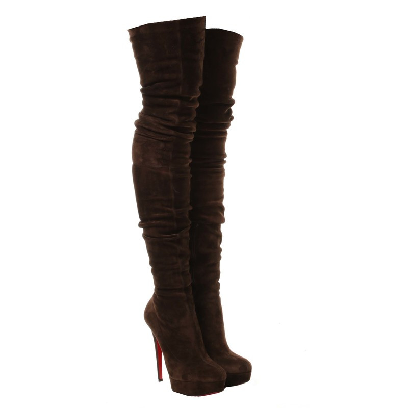 Christian Louboutin Suede leather Overknees in Brown 