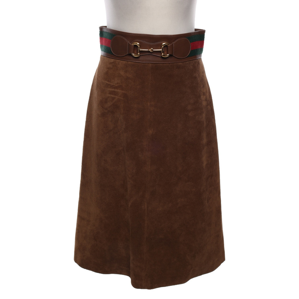 Gucci Skirt Suede in Brown