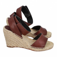Céline Wedges Leather in Brown