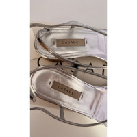 Casadei Sandals Patent leather in Silvery