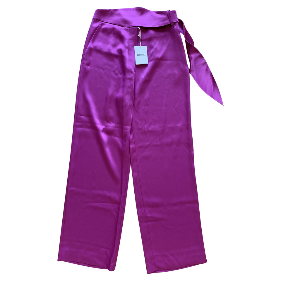 Nanushka  Paire de Pantalon en Soie en Fuchsia