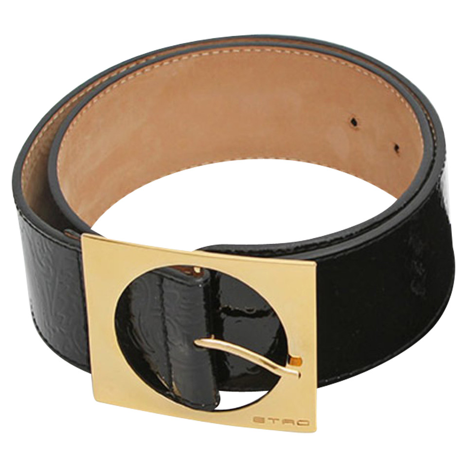 Etro Belt Patent leather in Black